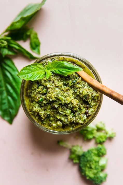 Roasted Broccoli Pesto | The Modern Proper Nut Free Pesto, Pesto Sauce Recipe, Baked Chicken Meatballs, Roasted Broccolini, Broccoli Pesto, How To Make Broccoli, The Modern Proper, Modern Proper, Steamed Broccoli