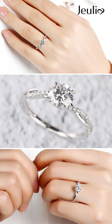 White Gold Twisted Engagement Ring, Cheap But Beautiful Engagement Rings, Twist Ring Engagement, Affordable Engagement Rings Under 500, White Gold Rings Engagement, 0 5 Carat Engagement Ring, Simple Engagement Rings White Gold, White Gold Engagement Rings Simple, Twisted Engagement Rings