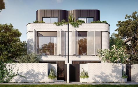 Stella Collective, Townhouse Architecture, Townhouse Exterior, Modern Townhouse, Duplex Design, Townhouse Designs, Duplex House Design, Duplex House, Facade Architecture