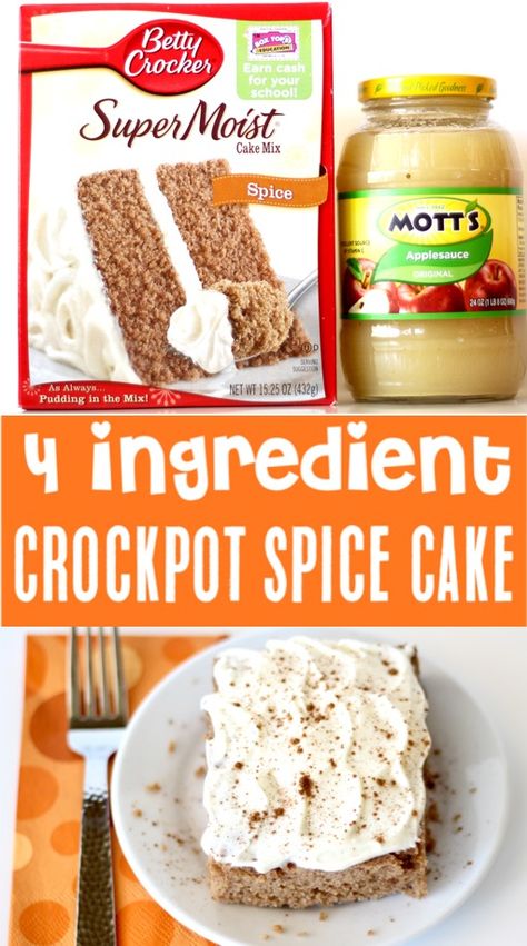 Spice Cake Crockpot Recipe, Spice Cake Mix And Applesauce, Spice Box Cake Mix Hacks, Spice Cake Mix With Applesauce, Spice Cake Hacks, Box Cake With Applesauce, Spice Cake Recipes Boxed With Applesauce, Apple Spice Cake Using Box Cake And Applesauce, Applesauce Spice Cake Using Box Cake