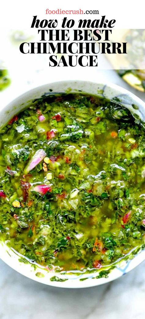 Easy Chimichurri Sauce, Chimichurri Sauce Recipe, Chimichurri Recipe, Chimichurri Sauce, Foodie Crush, Läcker Mat, Flank Steak, Homemade Sauce, Aioli