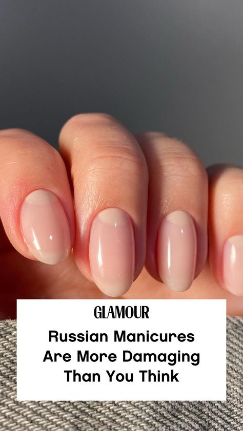 For years, the “Russian manicure” remained a salon industry secret, with only a handful of select nail techs performing and promoting the method. But once it went viral on TikTok, that quickly changed—so much so that “Russian manicure near me” is now one of Google's top searched beauty queries. Nail Clean Look, How To Do A Russian Manicure, Clean Nail Manicure, Simple Cream Nail Designs, Manicure For Wedding Guest, Mitral Nail Designs, Russian Style Manicure, Russian Manicure Ideas, Russian Gel Nails