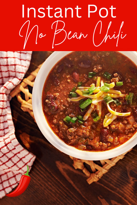 Enjoy this easy keto low carb beef chili, perfect for the Instant Pot or slow cooker! Made without beans, this chili is packed with rich, hearty flavors that the whole family will love. #LowCarbChili #KetoChili #NoBeanChili #BeefChili #InstantPot #SlowCooker #CrockPot Keto Chili Instant Pot, Chili Instant Pot No Beans, No Bean Chili Instant Pot, Instant Pot Slow Cooker Chili, Instant Pot No Bean Chili, Beanless Chili Recipe Instant Pot, Instapot Chilli Recipe Easy, Instant Pot Chilli Recipes Ground Beef, Chili No Beans Recipe Crockpot