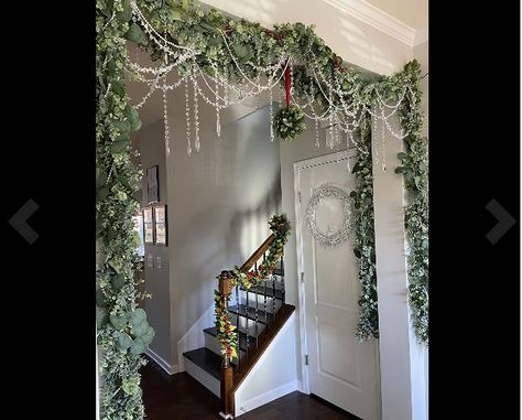 Hanging Garland with Crystal for Christmas Garland For Christmas, Mantle Garland, Crystal Garland, Glam Christmas, Xmas Deco, Christmas Interiors, Hanging Garland, Cute Paintings, Garland Decor