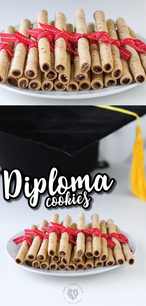 Diploma Cookies Graduation, Graduation Treats For Kids, Grad Snack Ideas, Fun Graduation Food Ideas, Kid Graduation Party Ideas, Kindergarten Graduation Party Food, Graduation Cookie Table, Shes One Smart Cookie Graduation Party, Preschool Graduation Party Food