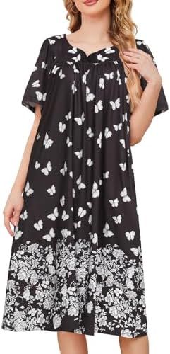 UDFORSK House Dresses for Women with Pockets Moo Moo Nightgown Short Sleeve Mumu Dress Lounge Dress S-3XL Nightgown Short, House Dresses, Moo Moo, Mumu Dress, Lounge Dress, Clothes Women, House Dress, Nightgowns, Kids Luggage