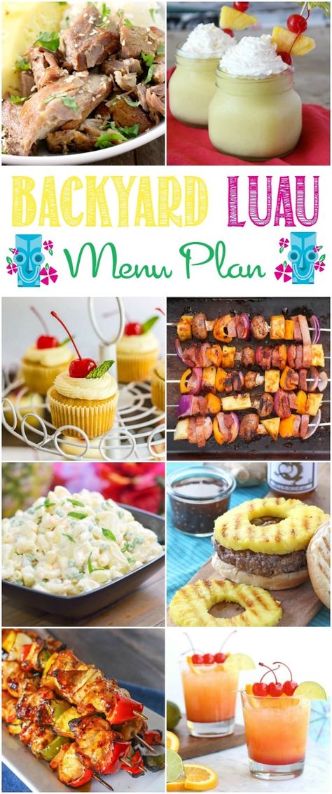 If you can't go to Hawaii, then you need to throw your own party at home! We have everything you need to get started in our Backyard Luau Menu Plan | cookingwithcurls.com Luau Charcuterie Board, Luau Recipes, Polynesian Party, Soirée Bbq, Backyard Luau, Hawaiian Party Food, Easy Menu Planning, Ward Activities, Luau Party Food