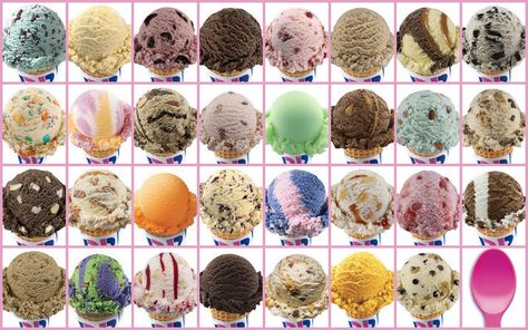 Baskin-Robbins is the world’s largest chain of ice cream specialty shops that serve different flavors of ice cream and cakes. Description from womensfreesamples.com. I searched for this on bing.com/images Ice Cream Flavors List, Baskin Robbins Flavors, Mall Photos, Baskin Robbins Ice Cream, Types Of Ice Cream, National Ice Cream Month, Vintage Mall, Colorful Ice Cream, Birthday Freebies