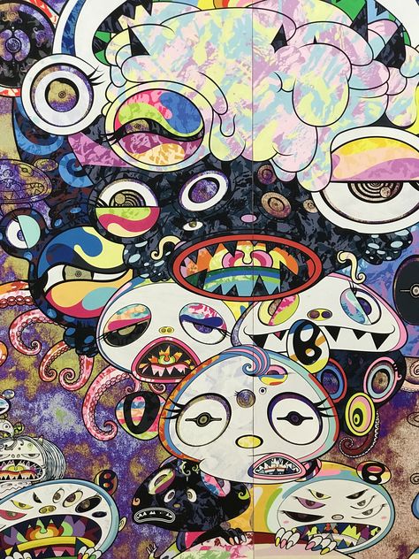 Murakami Inspired Art, Takashi Murakami Wallpaper, Superflat Art, Takashi Murakami Prints, Murakami Wallpaper, Murakami Art, Takashi Murakami Art, Japanese Contemporary Art, Murakami Flower