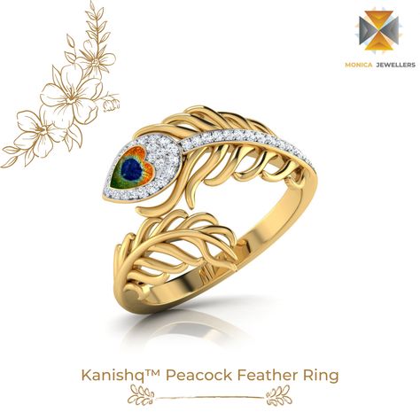 This collection brings a skilful combination of gold, diamonds and enamels in shades of blue, green and yellow. Peacock Gold Bangles, Krishna Jewellery, Peacock Feather Ring, Shades Of Blue Green, Baby Jewellery, Rajputi Jewellery, Peacock Ring, Gold Finger Rings, Locket Design