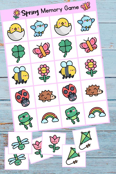 Celebrate spring with this adorable free printable spring memory game for your classroom or at home! Spring In The Classroom Ideas, Spring Memory Game Free Printable, Spring Games For Kindergarten, Spring Memory Game, Spring Games For Preschool, Spring Puzzles Free Printable, Spring Bingo Free Printable, Spring Printables Free Preschool, Spring Games For Kids