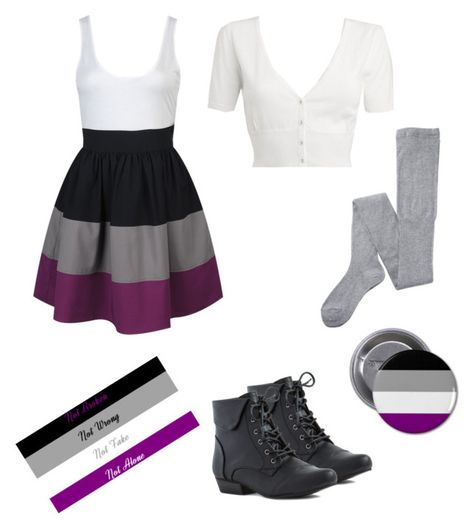 "Asexual" by rebellious-ingenue ❤ liked on Polyvore featuring Forever 21, Red Herring, Mihoko Saito, ACE, asexy and asexual Pride Outfit Ideas, Lgbtq Outfit, Goth Outfit Ideas, Ace Pride, Lgbt Equality, Asexual Pride, Pride Outfit, Lgbtq Pride, Lgbt Pride