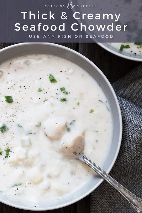 Halibut Chowder, Seafood Chowder Soup, Lobster Chowder, Shrimp Chowder, Creamy Seafood, Chowder Recipes Seafood, Fish Chowder, Seafood Bisque, Halibut Recipes