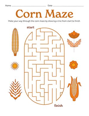 Corn Maze Scavenger Hunt, Corn Maze Drawing, Dani Kruha, Corn Ideas, Grandkid Crafts, Hay Maze, Maze Drawing, Autumn Puzzle, Fall Worksheets