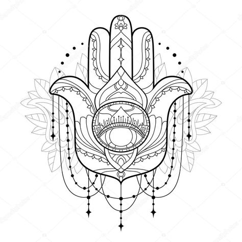 Hamza Hand Tattoo Design, The Hand Of Fatima Tattoo, Hamsa Hand Tattoo Stencil, Hamsa Hand Stencil, Hamsa Hand Tattoo Design Spiritual, Hamsa Tattoo Design, Hamsa Tattoo, Denim Embroidery, Black Girls With Tattoos