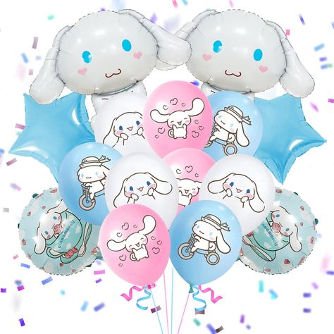 PRICES MAY VARY. [Cute Cinnamoroll Party Decorations Include]: 2 pcs round foil balloons, 2 pcs Cute Anime balloons, 2 pcs four-pointed star balloons,18 pcs with 3 different patterns latex balloons, vivid and cute themed balloons can decorate your party and make your party unique and memorable.Transform any venue into a wonderland and create a memorable birthday experience. [Good Quality]: We prioritize the use of high-quality materials for our products. Our Kawaii 3D Blue Birthday Balloons are Cinnamoroll Birthday Party, Cinnamoroll Party, Cinnamoroll Theme, Kawaii Birthday Party, Anime Birthday Party, Cinnamoroll Birthday, Birthday Party Decorations Balloons, Blue Birthday Party, Cute Cinnamoroll