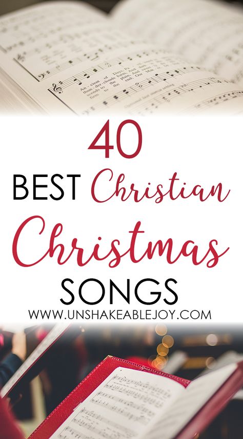 40 Best Christian Christmas Songs - Unshakeable Joy Christian Christmas Playlist, Church Christmas Songs, Christmas Songs List, Christian Christmas Music, Christian Christmas Songs, Songs Christian, Traditional Christmas Songs, Christian Woman Encouragement, Christmas Songs Lyrics