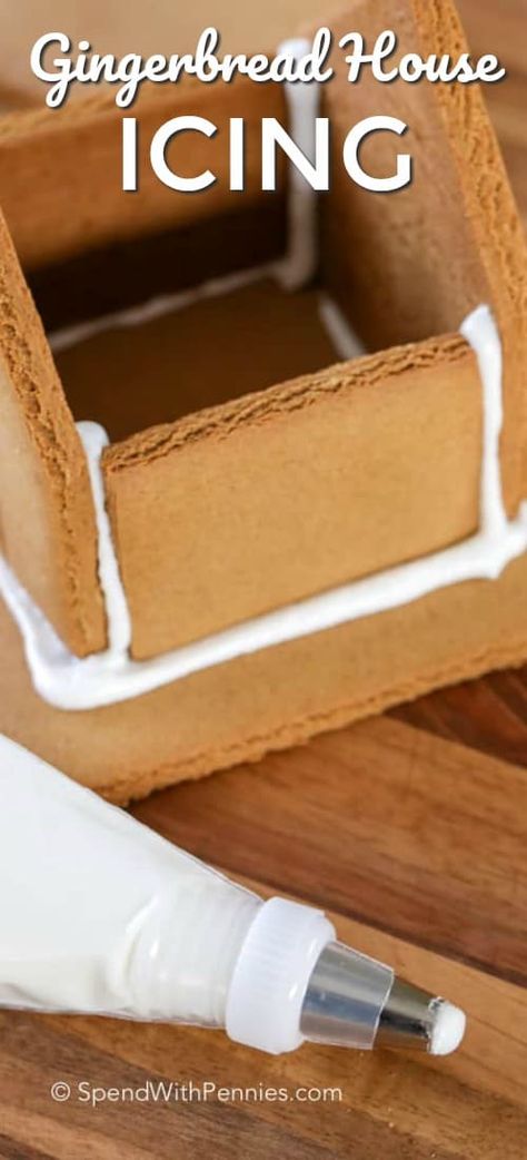 Best Gingerbread Icing Glue, Gingerbread House Frosting, Perfect Royal Icing, Gingerbread House Icing, Gingerbread Icing, Easy Icing, Gingerbread House Recipe, Pita Recipes, Gingerbread Party