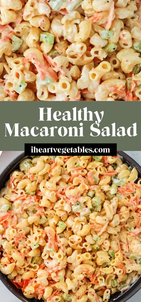 Healthier Macaroni Salad, Healthy Mac Salad, Low Calorie Vegetable Dishes, Chickpea Noodle Pasta Salad, Keto Friendly Sides For Dinner, Low Fat Macaroni Salad, Low Calorie Macaroni Salad, Veggie Macaroni Salad, Low Carb Macaroni Salad