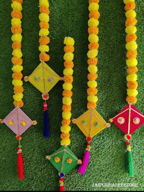 10 Pcs Indian Wedding Decoration Mehndi Decor Marigold Strings - Etsy India Kite Decoration, Diy Kite, Haldi Decoration, Mehendi Decor Ideas, Ganpati Decoration Design, Desi Wedding Decor, Flower Decorations Diy, Mehndi Decor, Stage Decorations