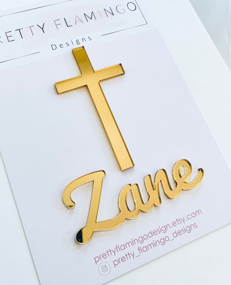 Cross Cake Topper, Cross Cake, Spiegel Gold, Cross Cakes, Baptism Cake, Christening Cake, Acrylic Cake Topper, Christening, Cake Topper