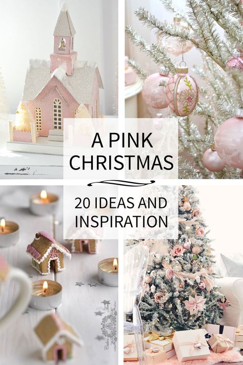 Dreaming Of A Pink Christmas, Rose Gold Christmas Decorations, Pink Christmas Decor, Vintage Pink Christmas, A Pink Christmas, Vintage Jul, Chic Christmas Decor, Diy Jul, Shabby Christmas