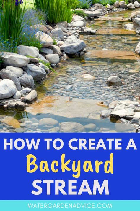 Backyard stream water feature Garden Ponds Ideas, Ponds Ideas, Backyard Stream, Pondless Water Features, Garden Stream, Ponds For Small Gardens, Diy Water Feature, Garden Ponds, Garden Pond Design