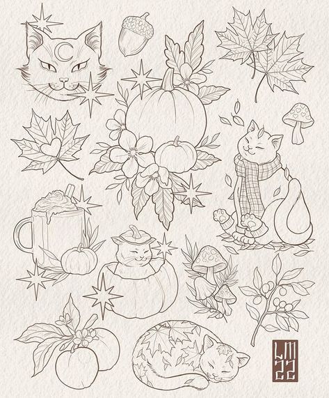 All posts • Instagram Cat Markings, Halloween Flash, Autumn Tattoo, Fall Drawings, Flash Tattoo Designs, Cute Little Tattoos, Spooky Tattoos, Desenho Tattoo, Always Happy