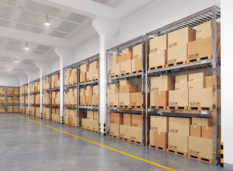 Warehouse with many racks and boxes. 3d rendered warehouse with many racks and b , #sponsored, #racks, #Warehouse, #boxes, #warehouse, #rendered #ad Small Warehouse Design Storage, Warehouse Design Storage, Warehouse Design Architecture, Small Warehouse Design, Factory Interior, Stock Room, Small Warehouse, Warehouse Design, Logistics Management