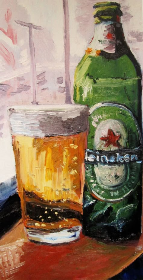 Heineken Art, Beer Art Print, Beer Drawing, Beer Painting, Heineken Beer, Beer Art, Beer Poster, Pop Art Wallpaper, Bar Art