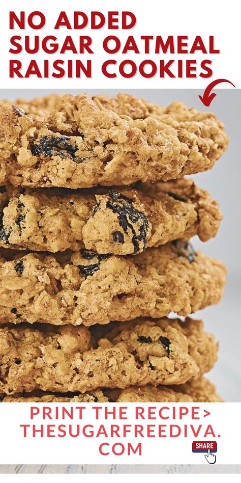 Sugar Free Oatmeal Cookies, Sugar Free Cookie Recipes, Sugar Free Oatmeal, Sugar Free Desserts Easy, No Sugar Desserts, Sugar Free Baking, Sugar Free Recipes Desserts, Sugar Free Cookies, Oatmeal Cookie Recipes