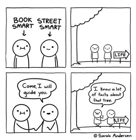 Sarah's Scribbles, Sarah Andersen, Street Smarts, Book Smart, Street Smart, Smart Life, December 17, Harry Potter Memes, Colby