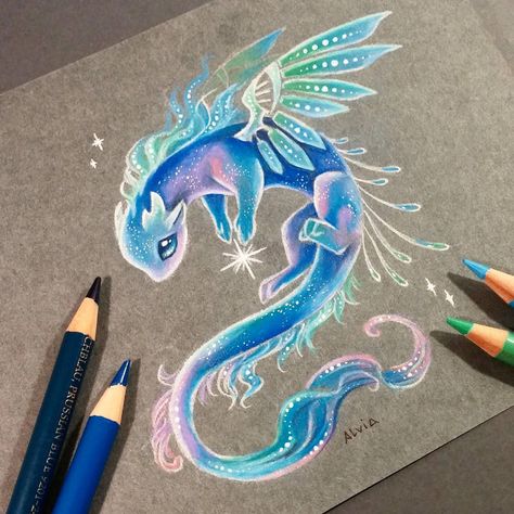 Mythical Creatures Art Cute, Star Bringer, Cool Dragon Drawings, Dragon Draw, Dragon Sketches, Galaxy Dragon, Star Dragon, Cute Dragon Drawing, Sidewalk Chalk Art