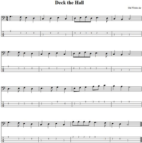 Deck the Hall: Bass Guitar Tab and Sheet Music Bass Guitar Music Sheet, Free Guitar Sheet Music, Ukulele Fingerpicking Songs, Bass Guitar Sheet Music, Bass Guitar Notes, Ukulele Fingerpicking, Note Values, Guitar Tabs For Beginners, Ukulele Tutorial