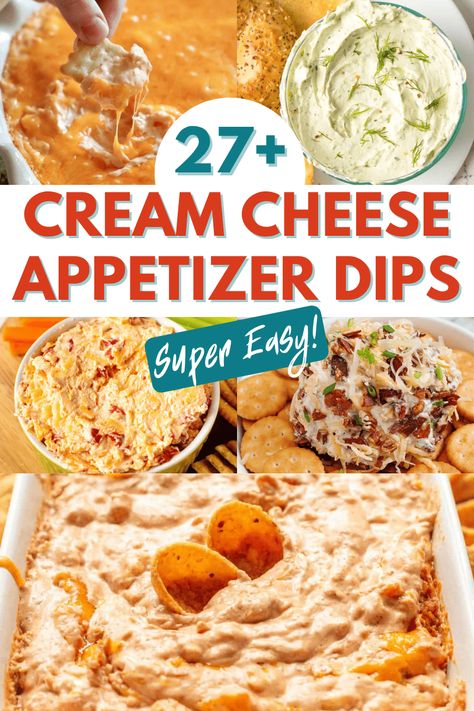 27 Cream Cheese Appetizer Dips Appetizer Recipes Easy Dips, Easy Appetizers Cream Cheese, 9x13 Dip Recipes, Dips With Cheese, Savory Cream Cheese Appetizers, Easy Chip Dip Recipes Cream Cheese, Cream Cheese And Tortilla Recipes, Delicious Dips Appetizers, Cream Cheese Snack Recipes