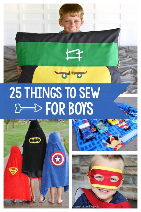 25 Great Sewing Patterns for Boys - Crazy Little Projects Sewing For Boys Projects, Boys Sewing Projects, Sewing Gifts For Boys, Boys Sewing Patterns Free, Sewing Patterns For Boys, Boy Sewing Projects, Things To Sew, Boys Sewing Patterns, Costume Sewing