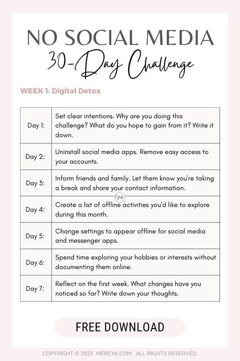 Looking to unplug, rediscover real connections, and find balance? Dive into the 'No Social Media 30-Day Challenge' to reclaim your time and live in the moment. Explore the benefits of going offline and embark on a journey of self-discovery. Start your digital detox today! #NoSocialMedia #30DayChallenge #DigitalDetox 30 Day Lifestyle Challenge, Going Offline For A While, Social Media Break Challenge, No Technology Challenge, Fasting Social Media, Things To Do Without Social Media, Social Media Detox Tips, How To Quit Social Media, No Phone Day Ideas