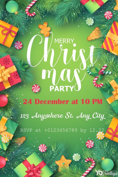 Green Red Christmas Party Poster Invitations Card Holiday Party Flyer, Christmas Brochure, Christmas Poster Design, Best Christmas Wishes, Christmas Party Poster, Christmas Flyer Template, Flyers Design, Christmas Flyer, Design Brochure