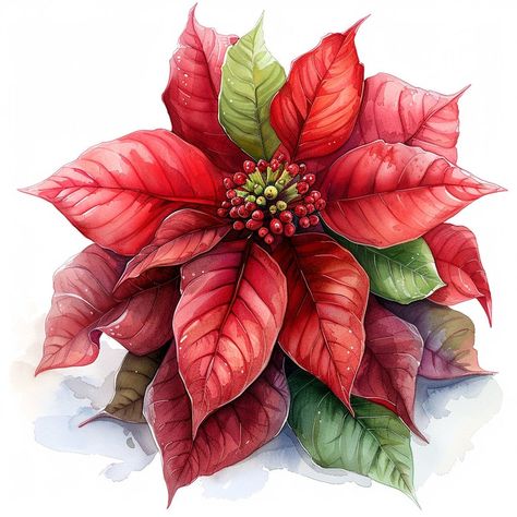 Christmas Clipart Free Printable, Cursed Christmas, Christmas Illustration Watercolor, Poinsettias Flowers, Poinsettia Watercolor, Christmas Clipart Free, Watercolor Poinsettia, Christmas Topiary, Christmas Photo Album