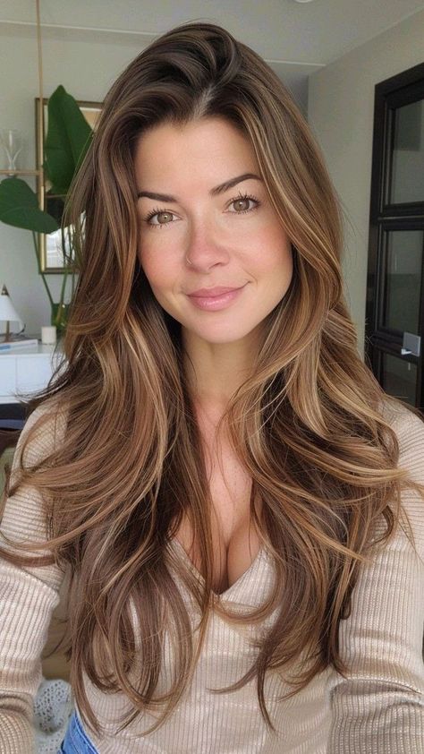 Rooted Money Piece Brunette, Brown And Honey Balayage, Dark Hair Blond Balayage, Hair Color For Warm Autumn Skin Tone, Honey Brown Highlights On Brown Hair, Brown Honey Highlights, Light Golden Brown Balayage, Golden Brunette Hair Balayage, Sunny Brunette