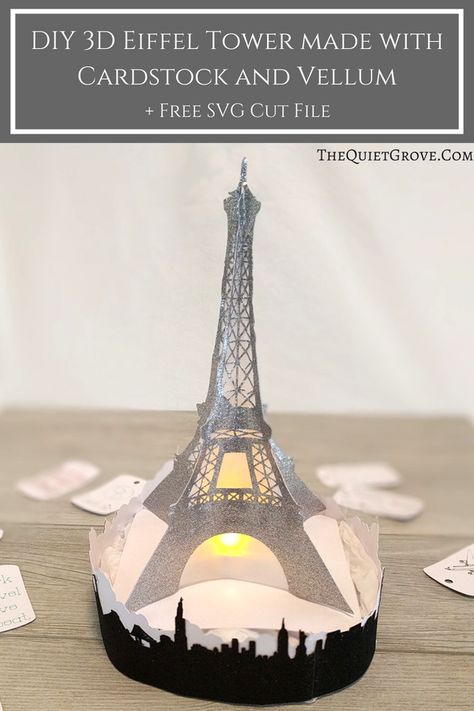 Cricut Banners, Eiffel Tower Craft, Diy Eiffel Tower, 3d Cricut, 3d Eiffel Tower, Cricut Templates, Paris Birthday, Paris Decor, Paris Inspired