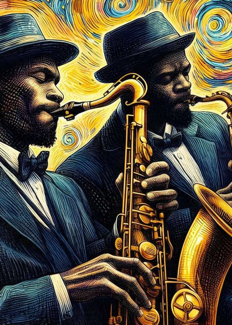 'The Magic of Jazz 10' Poster by Leandro Jorge | Displate Vintage Jazz Poster, Peculiar Art, Jazz Artwork, Jazz Music Art, Instrument Art, Jazz Lounge, Chicken Logo, Jazz Players, Instruments Art