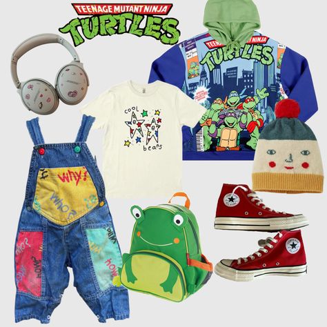 Ninja Turtles Outfit, Kidcore Outfit Boy, Kid Core Aesthetic Outfit, Kidcore Oc, Ninja Turtle Outfit, Clowncore Outfit, Kid Core Outfits, Sfw Agere, Kidcore Clothes