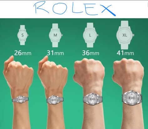 Rolex size chart (no link) Rolex Watch Sizes, Women's Rolex Watches For Women, Women’s Rolex Stack, Women’s Rolex Aesthetic, Womens Rolex Watches Datejust, Rolex Sizes On Wrist Women, 26mm Rolex Women, Rolex Womans Watch, Watch Rolex Women