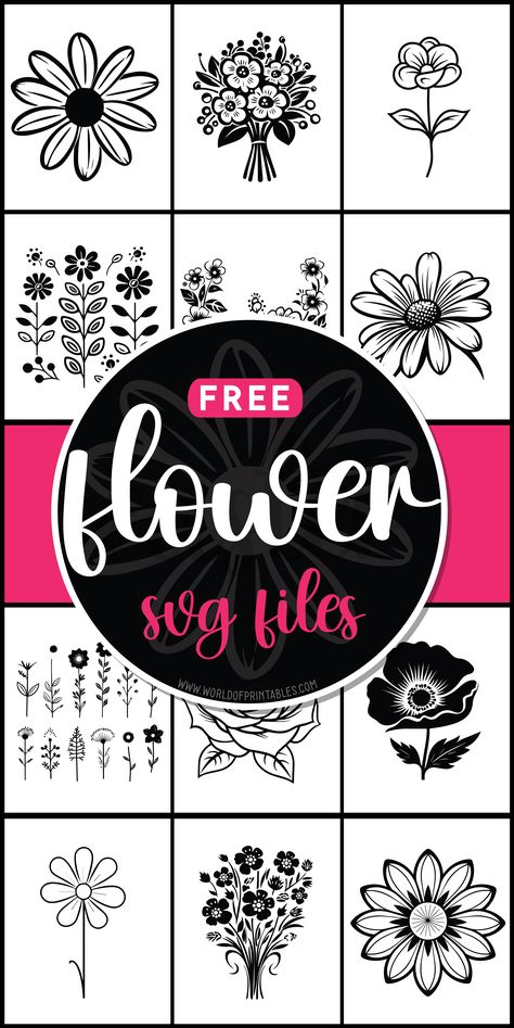 Blossom your creativity with free flower SVG files! Explore a garden of beautiful designs perfect for adding a touch of nature's charm to your crafts. 🌸🌼 Cricut Svg Flowers, Laser Flower Design, Vinyl Flowers Cricut, Cricut Flowers Svg, Svg For Tumblers Free, Circuit Svg Files Free, Free Svg Files For Cricut Commercial Use, Flower Stencils Printables Free, Garden Svg Free