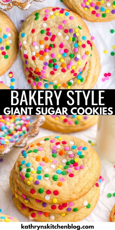 Giant Soft Cookies, Giant Thick Cookie Recipe, Big Sugar Cookies, Best Jumbo Cookie Recipes, Giant Bakery Style Cookies, Giant Oatmeal Cookies, Giant Sugar Cookie Recipe, Cookie Recipes Bakery Style, Jumbo Sugar Cookies