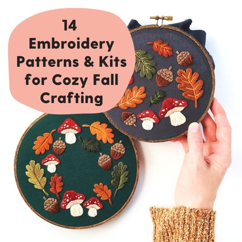 14 Fall Embroidery Patterns to Get Into The Cozy Season Embroderie Patterns Free, Fall Embroidery Patterns, Free Christmas Embroidery Patterns, Season Embroidery, Fall Embroidery, Fall Embroidery Designs, Embroidery Lessons, Christmas Embroidery Patterns, Cozy Season