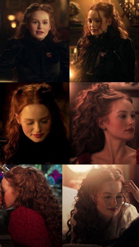 Iconic Curly Haired Characters, Victorian Half Up Hair, Dark Academia Curly Hairstyles, Period Drama Hairstyles, Curly Hair Classy, Formal Hairstyles For Medium Length Hair, Movie Hairstyles, 1800s Hair, Medieval Hair