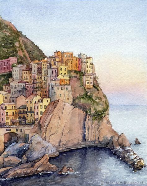 European City Painting, Architecture Painting Ideas, Watercolor Detailed Painting, Europe Watercolor Painting, Europe Painting Easy, Watercolor Art Italy, Watercolor Art Buildings, Italy Watercolor Paintings, Location Artwork