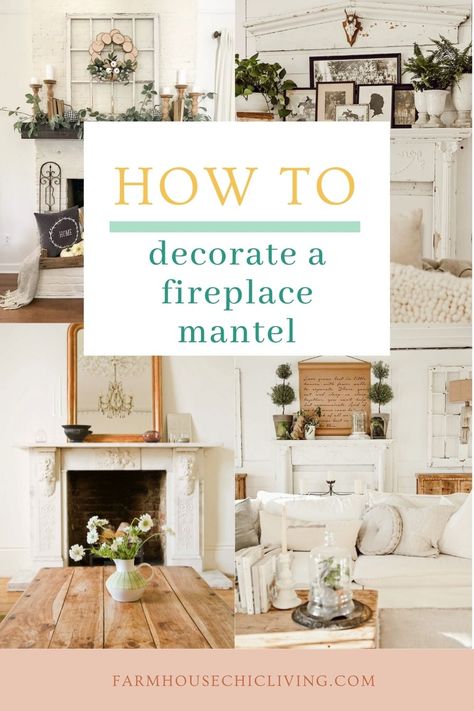 Dressing A Fireplace Mantels, What To Put On A Fireplace Mantel, Rustic Fireplace Mantel Decor, Mantel Decorating Ideas Tall Ceiling, 2023 Mantle Trends, Staging A Fireplace Mantle, Mantle Decorations Everyday, Modern Farmhouse Fireplace Mantel Decor, Pretty Mantle Decor